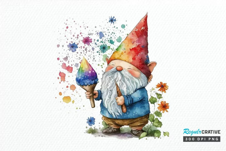 Watercolor Cute Gnome Autism PNG Clipart