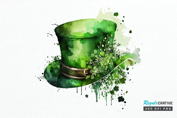 Watercolor Green Hat St.Patrick's Day PNG Clipart