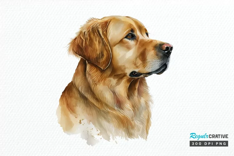 Watercolor Golden Dog PNG Clipart