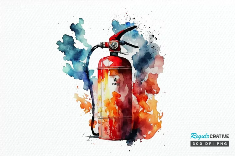 Watercolor Fire Extinguisher PNG Clipart