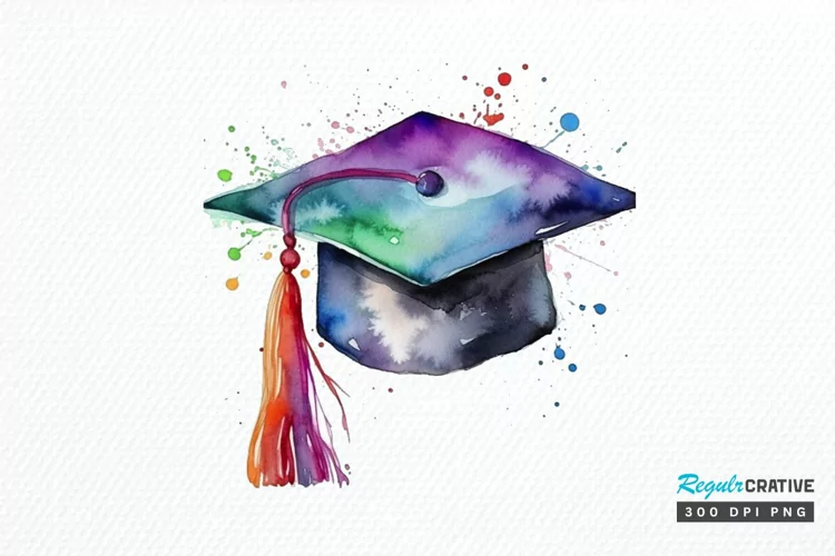 Watercolor Graduate Flower PNG Clipart