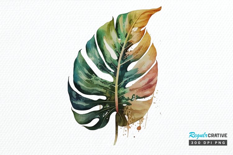 Watercolor Tropical Leave PNG Clipart example image 1