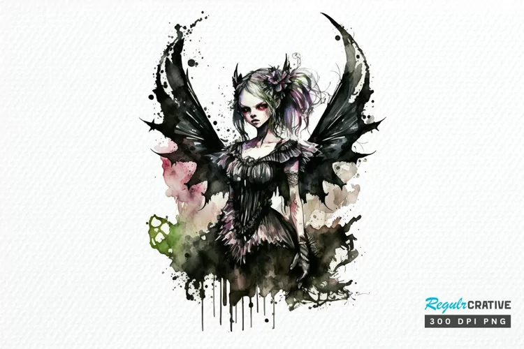 Watercolor Gothic Fairie PNG Clipart