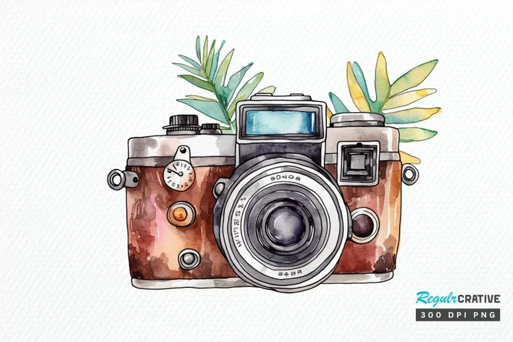 Retro Travel Camera PNG Clipart