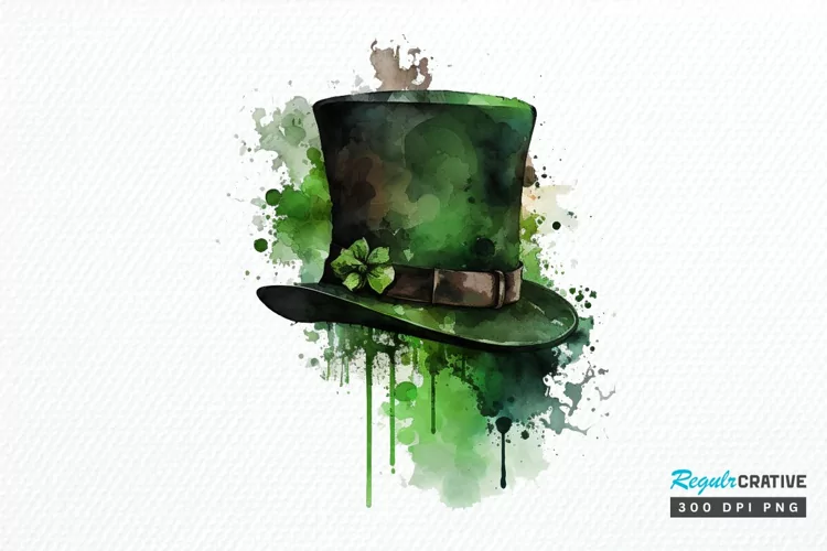 Watercolor Green Hat St.Patrick's Day PNG Clipart