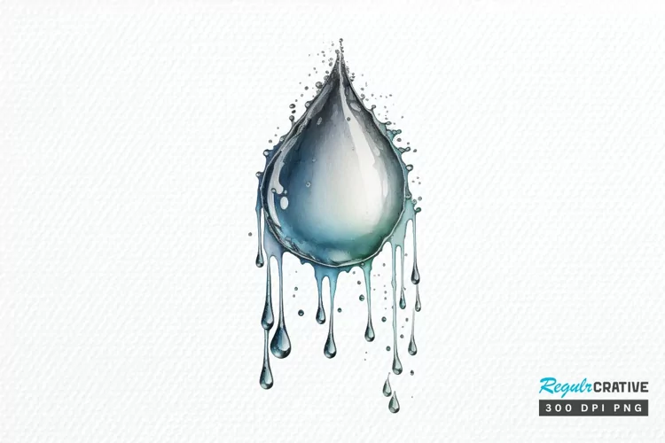 Watercolor Water Droplet PNG Clipart