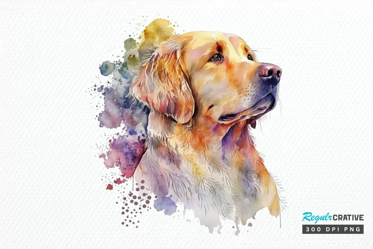 Watercolor Golden Retriever PNG Clipart