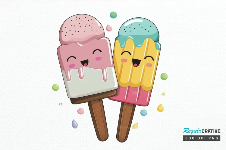 Watercolor Cute Ice Cream PNG Clipart