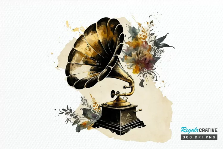 Watercolor Black and Gold Antique PNG Clipart