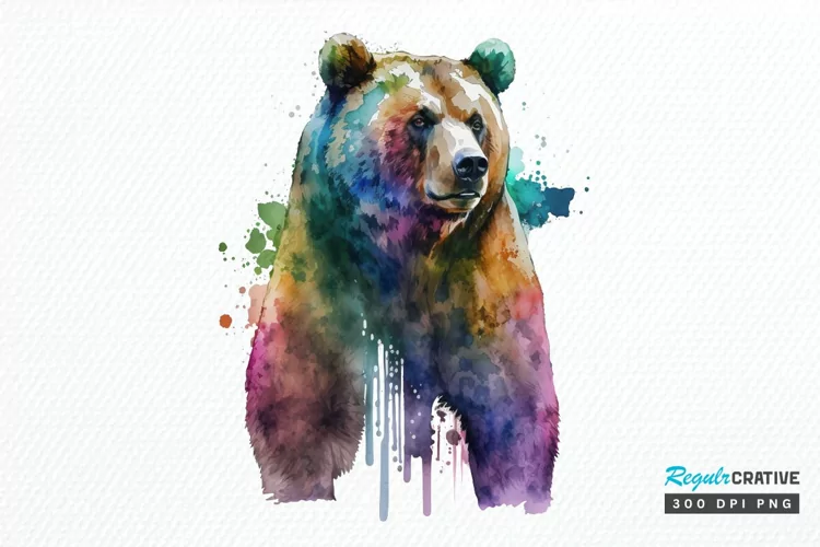 Watercolor Bear PNG Clipart