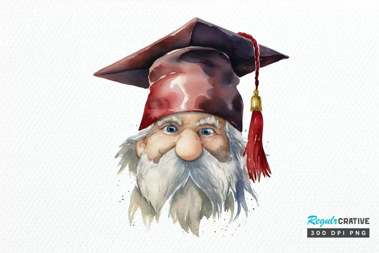 Watercolor Gnome Graduate PNG Clipart