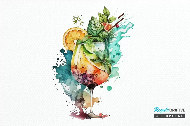 Watercolor Cocktail PNG Clipart