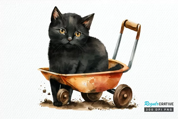 Watercolor Cute Wheelbarrows PNG Clipart