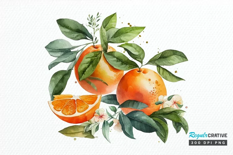 Watercolor Oranges PNG Clipart