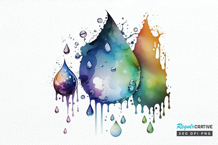 Watercolor Water Droplet PNG Clipart
