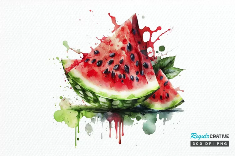 Watercolor Watermelon PNG Clipart
