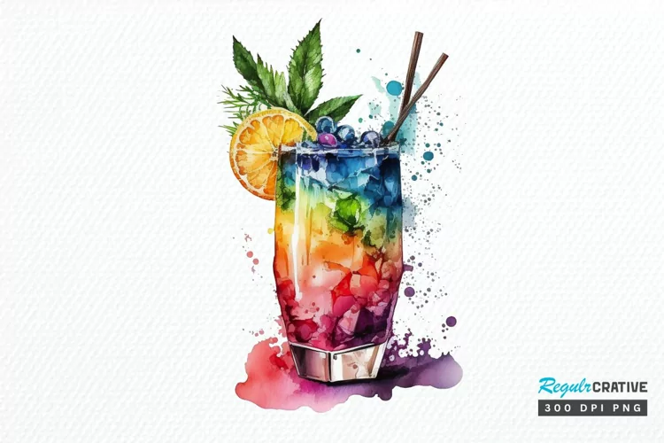 Watercolor Cocktail PNG Clipart