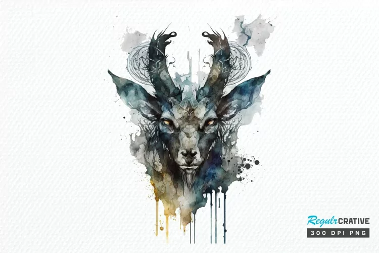Watercolor Gothic Animal PNG Clipart