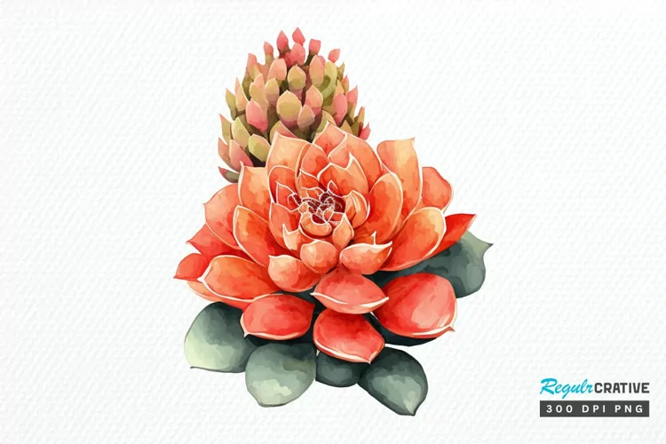 Watercolor Boho Succulents PNG Clipart