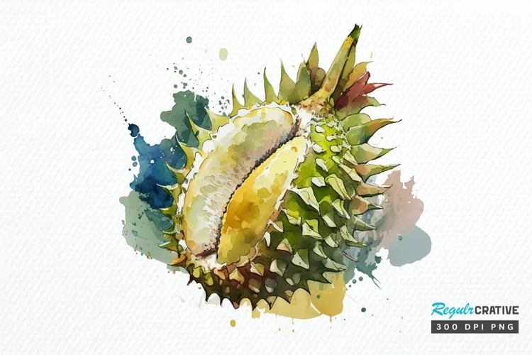 Watercolor Durian PNG Clipart