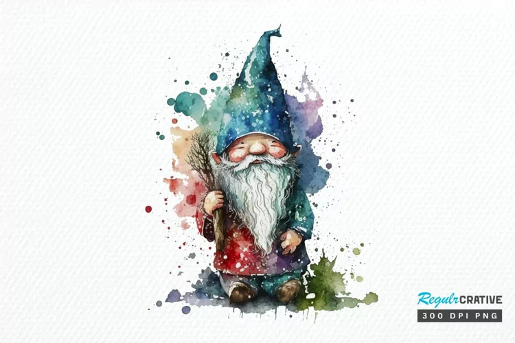 Watercolor Christmas Gnome PNG Clipart