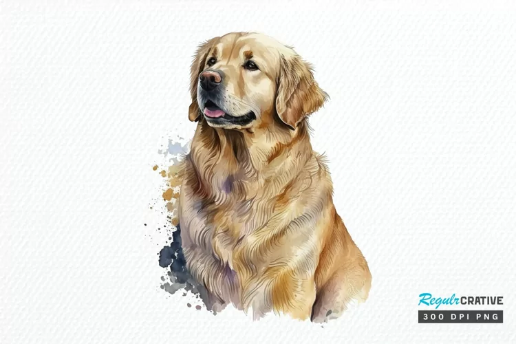 Watercolor Golden Dog PNG Clipart