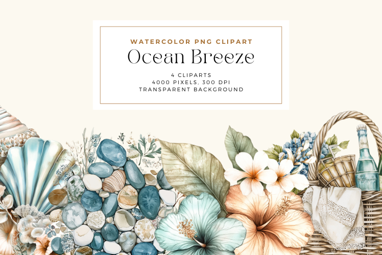 Watercolor Ocean Breeze Clipart