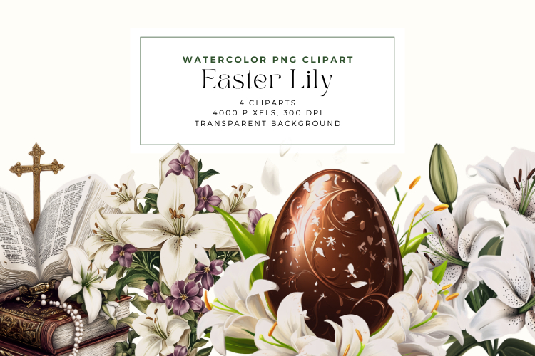 Watercolor Easter Lily Clipart