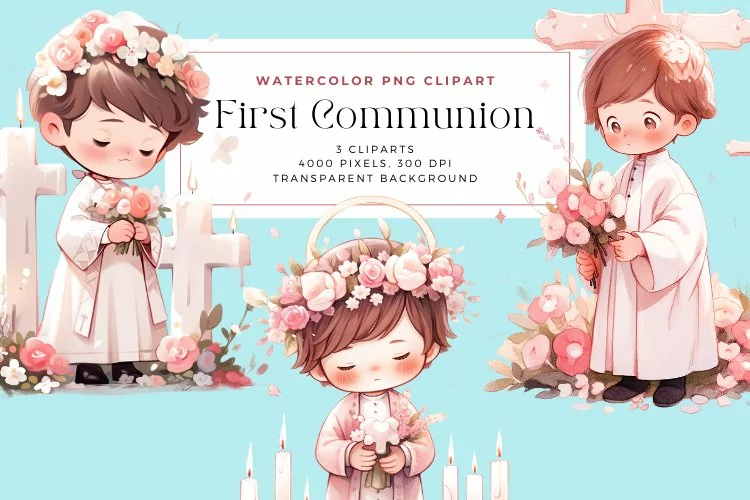 Watercolor First Communion Clipart