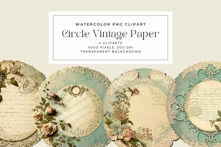 Watercolor Circle Vintage Paper Clipart