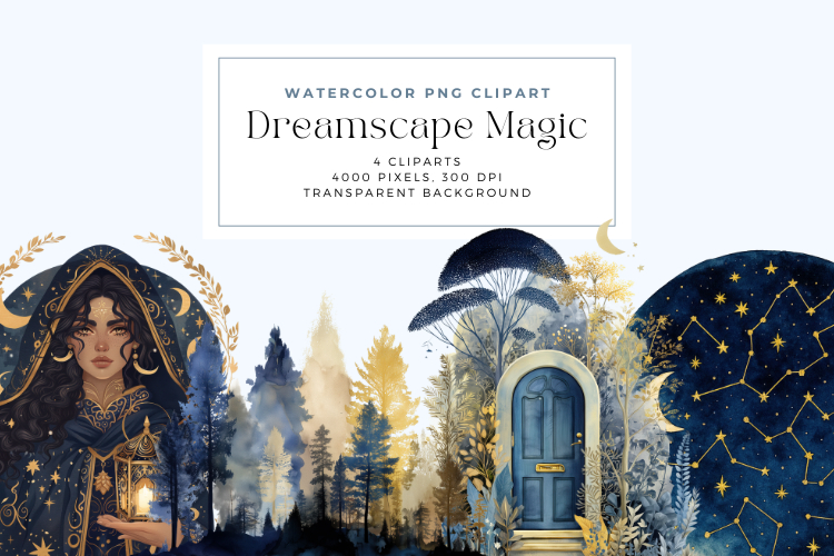 Watercolor Dreamscape Magic Clipart