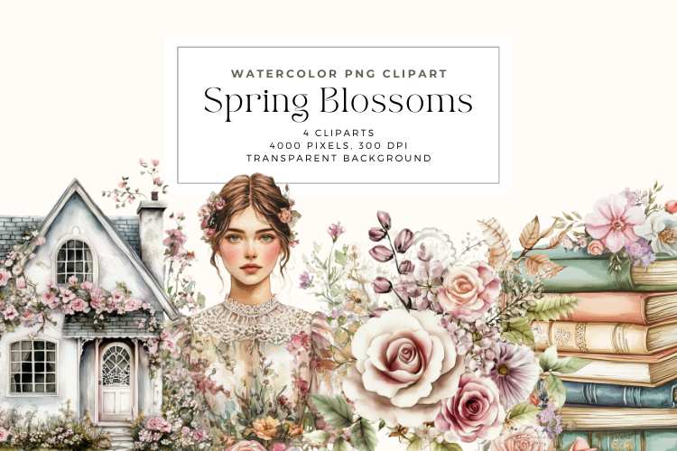 Watercolor Spring Blossoms Clipart