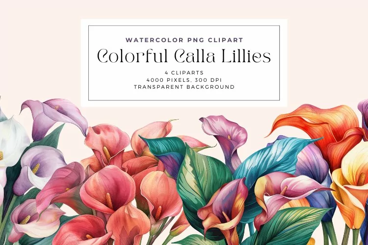 Watercolor Colorful Calla Lillies Cliparts