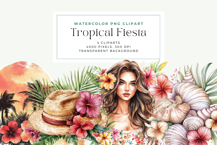 Watercolor Tropical Fiesta Clipart