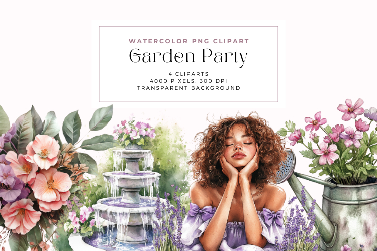 Watercolor Garden Party Clipart