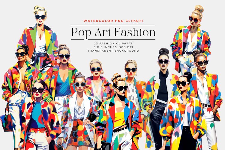 23 Watercolor POP ART Fashion Clipart example image 1