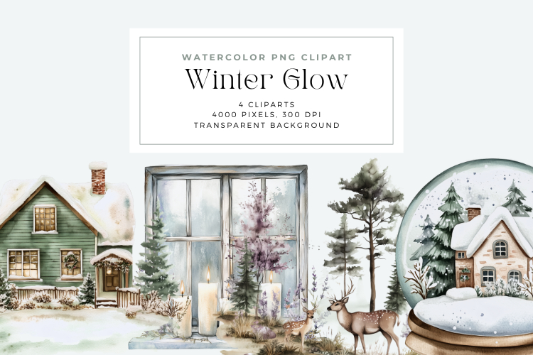 Watercolor Winter Glow Clipart