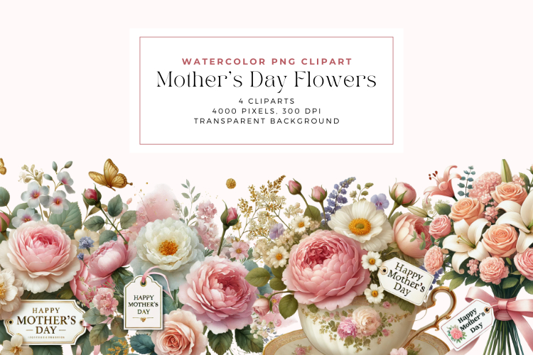 Watercolor Mother’s Day Flowers Clipart