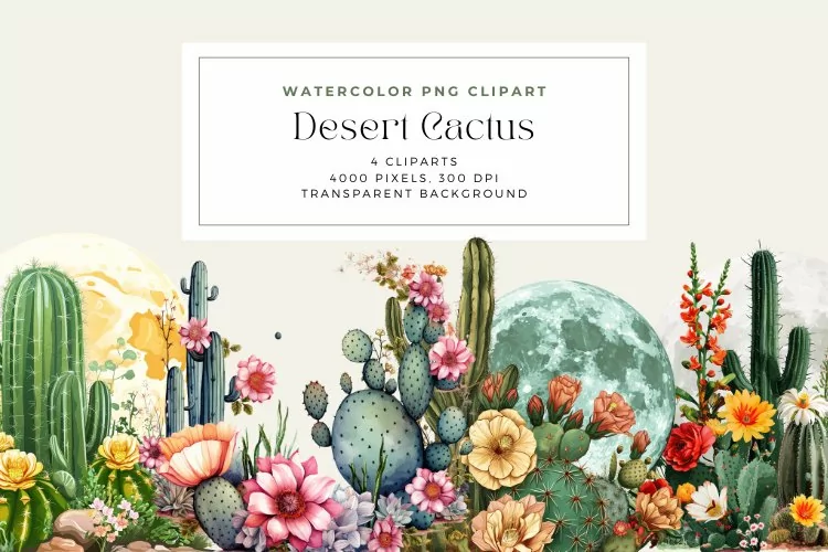 Watercolor Desert Cactus Clipart