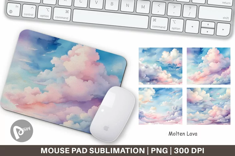 Mouse Pad Watercolor Cloudy Sky