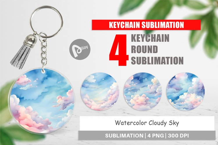 Keychain Watercolor Cloudy Sky