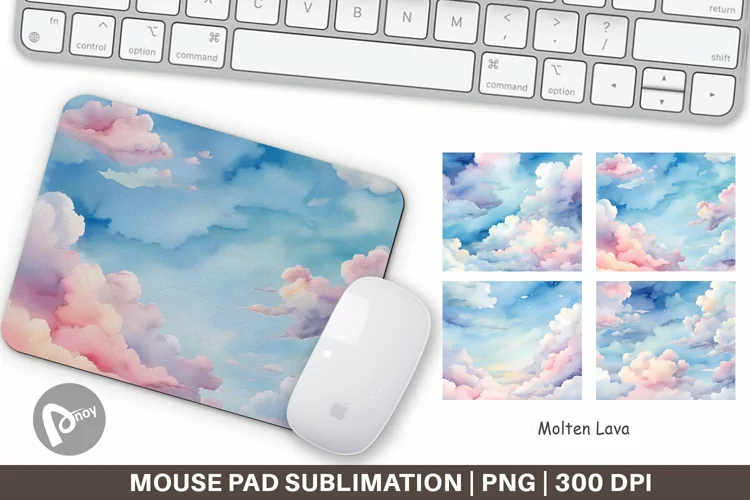 Mouse Pad Watercolor Cloudy Sky