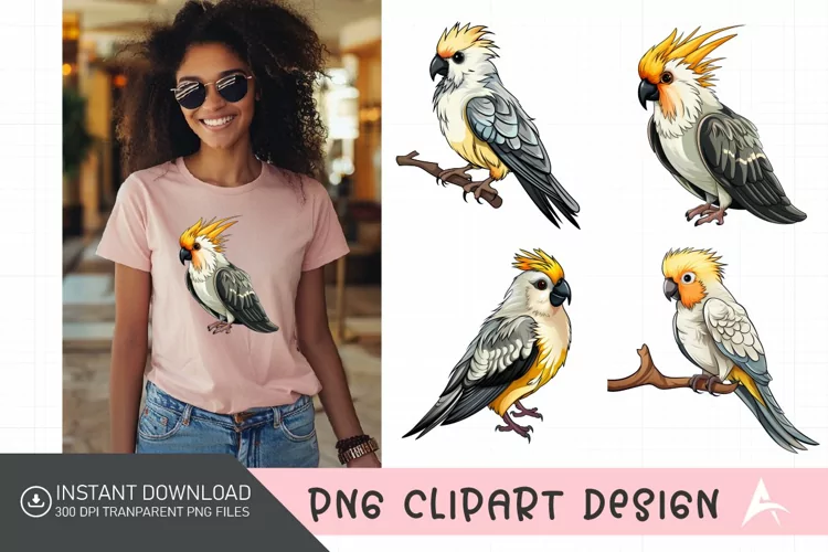 Watercolor Cockatiel Sublimation Clipart