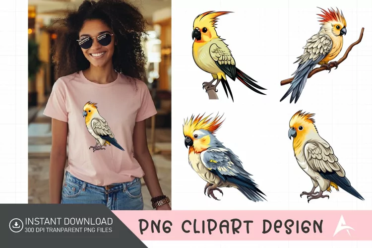Watercolor Cockatiel Sublimation Clipart