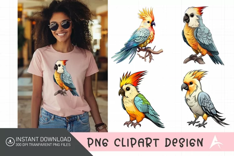 Watercolor Cockatiel Sublimation Clipart