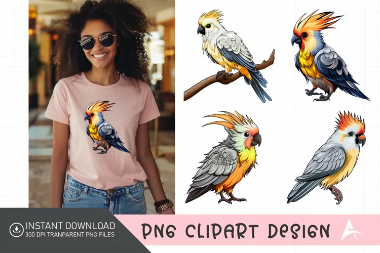 Watercolor Cockatiel Sublimation Clipart