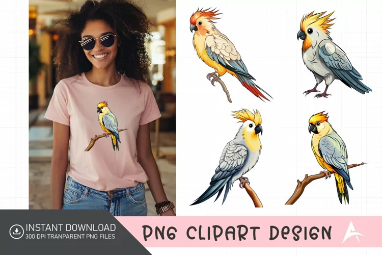 Watercolor Cockatiel Sublimation Clipart