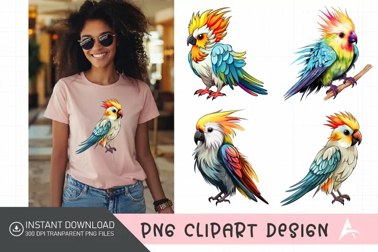 Watercolor Cockatiel Sublimation Clipart