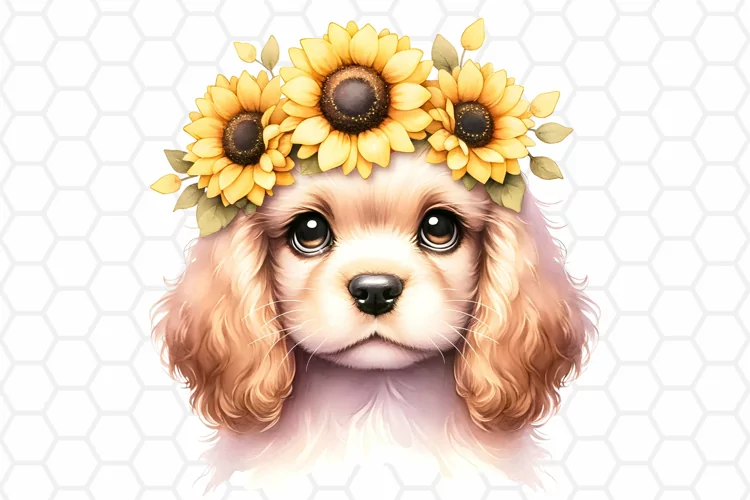 Watercolor Cocker Spaniel Clipart, Sublimation PNG Design