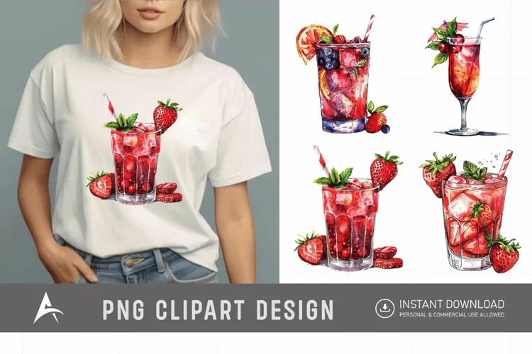 Watercolor Cocktail Clipart